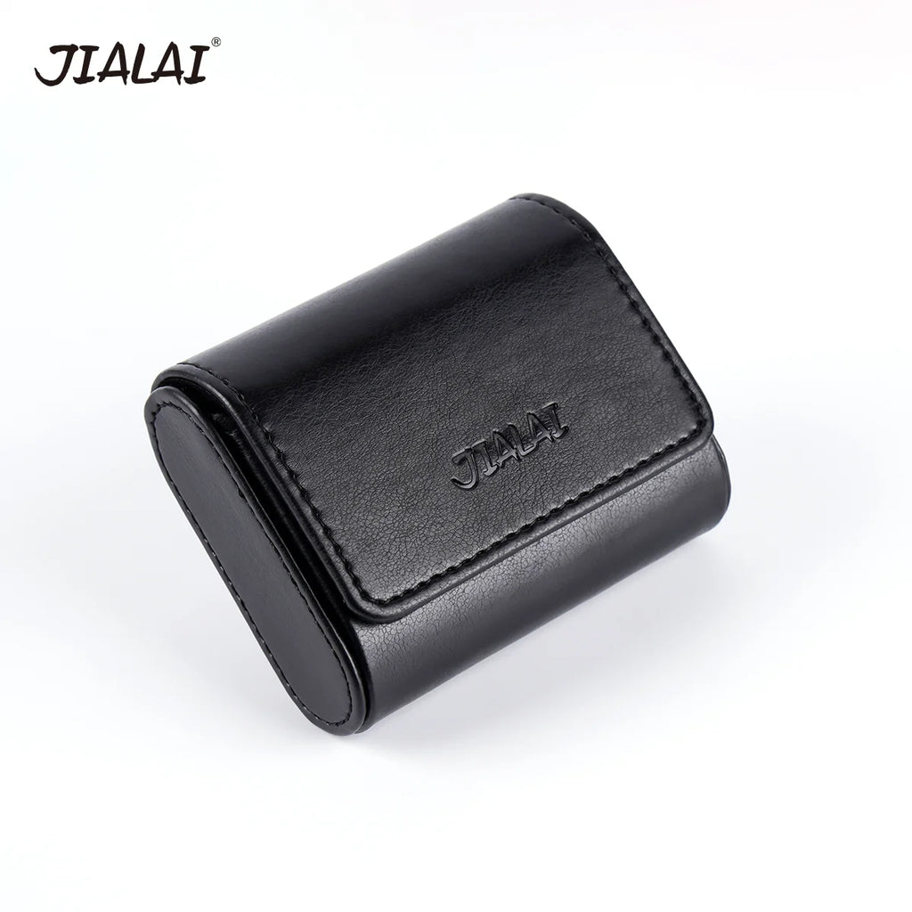 JIALAI High Grade Magnetic Earphone Storage Box Lining Flocking Compact Flip Cover for Wireless Earbuds, Black Textured PU Case