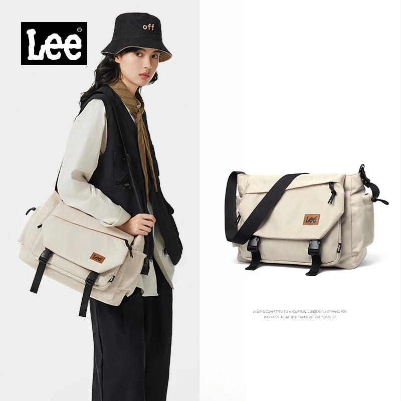 LEE Fashion Waterproof Large Crossbody Shoulder Bag Women Male Flip Laptop Messenger Bag Teenagers College Satchel School Bag