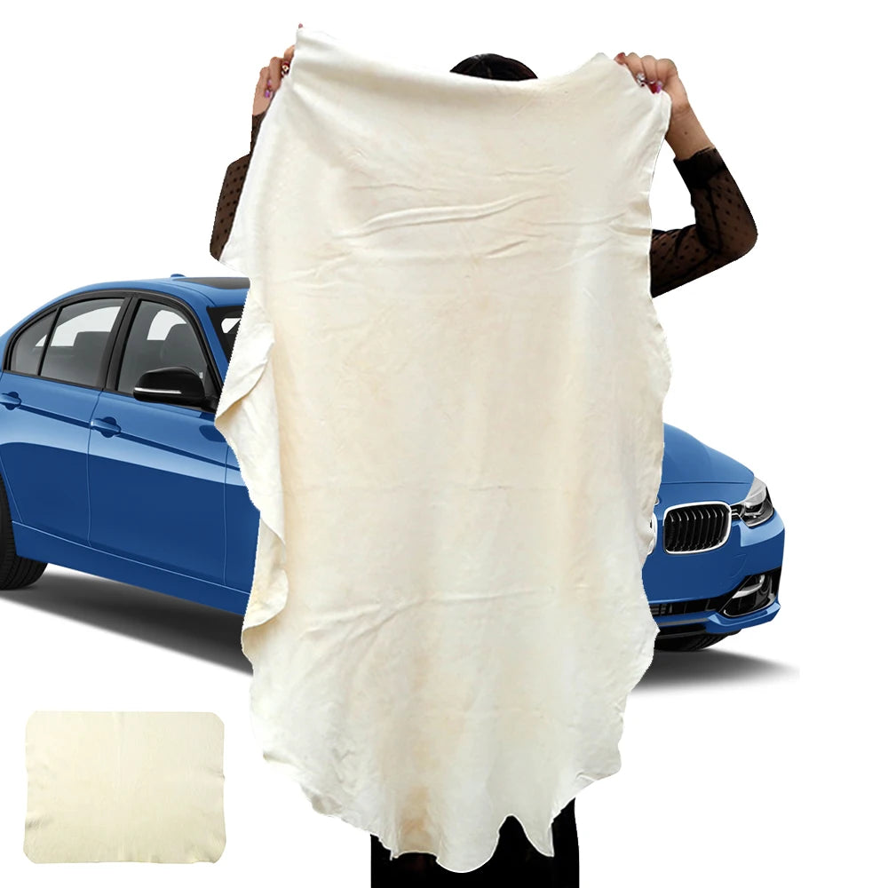 Car Natural Chamois Free Shape Clean Genuine Leather Cloth Suede Ultra Absorbent Quick Dry Towels for Car Wash Cleaning Cloth