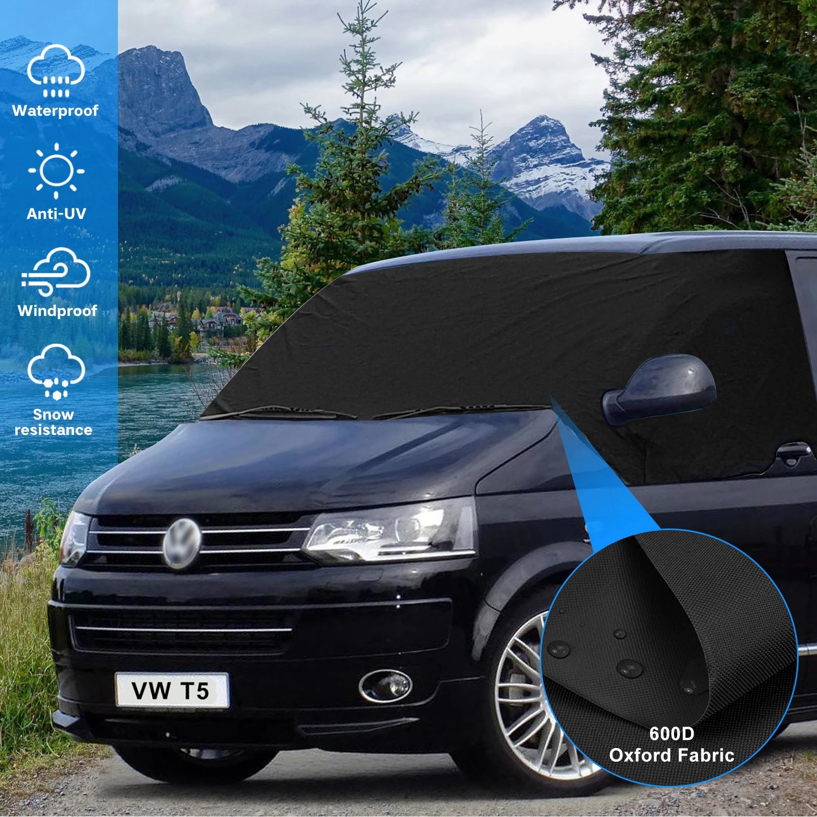 For Deluxe VW T5 T6 Window Screen Cover Curtain Wrap Blind Camping Frost Auto Exterior Protection Windscreen Sunshade