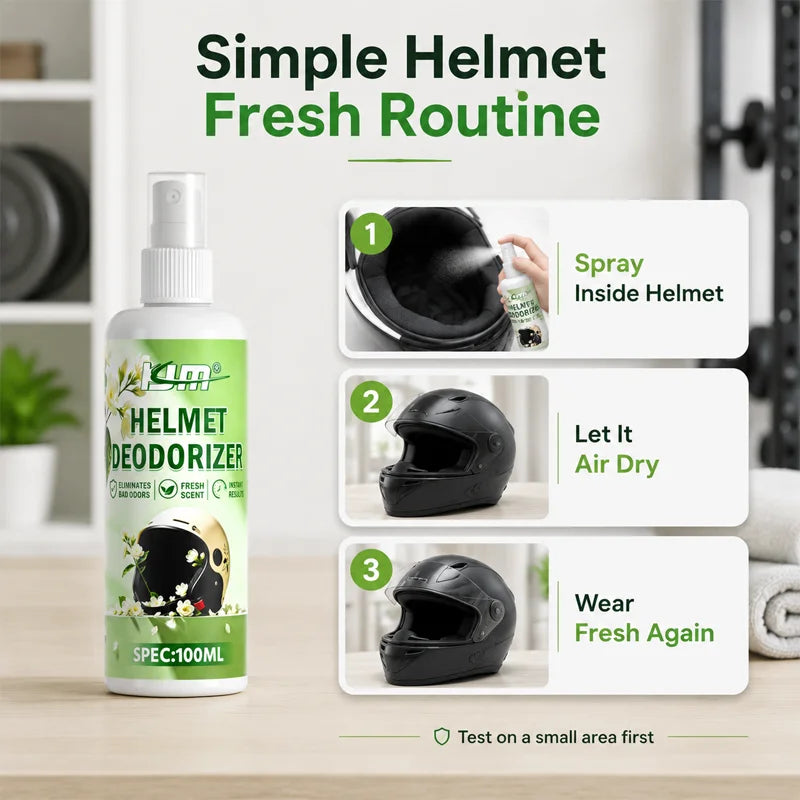 KJM 100ML Fast-Acting Motorcycle Helmet Deodorizing Spray - Inner Liner Sweat & Odor Removal Cleaner for Riding Gear