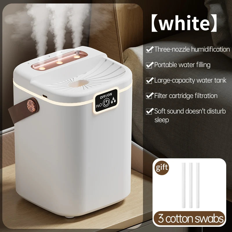 TINSOL 2L Large-Capacity Humidifier with Triple Nozzles and Night Light, Type-C Port, Air Purifier for Bedrooms and Living Rooms