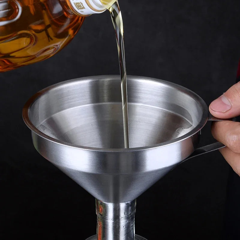 Stainless Steel Funnel Kitchen Oil Liquid Funnel Metal Funnel with Detachable Filter Wide Mouth Funnel for Canning Kitchen Tools