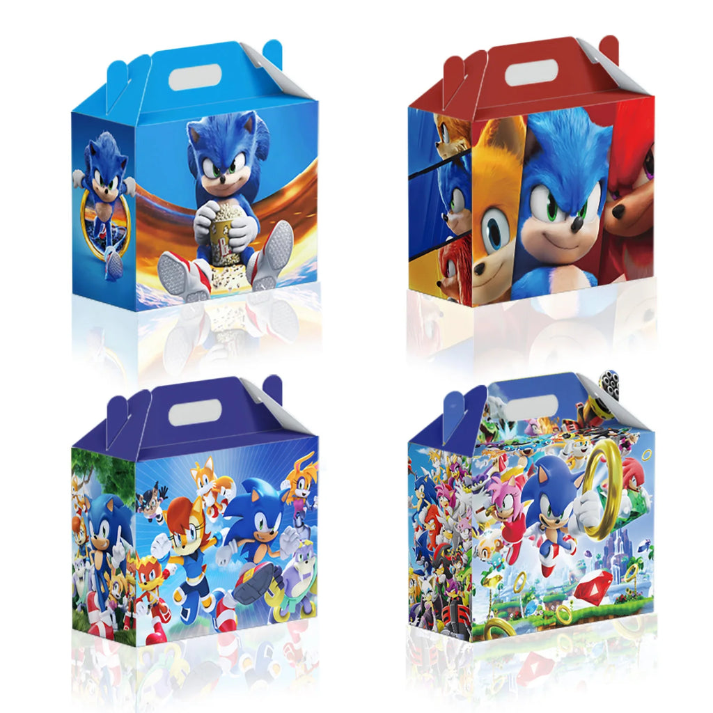 Sonic Birthday Party Supplies Hedgehog Action Figure Disposable Tableware Paper Plates Cup Knife Fork Spoon Baby Bath Toys