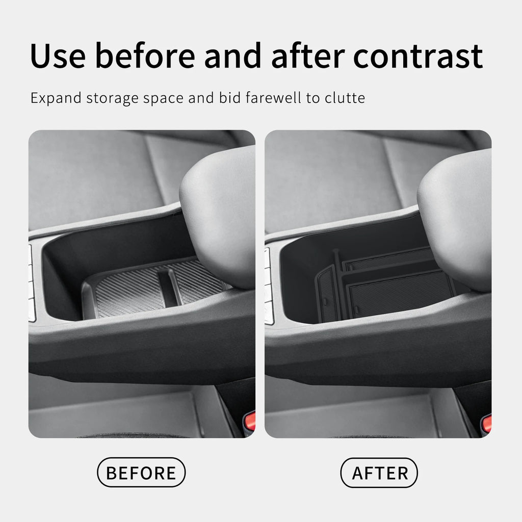 LUCKEASY for Kia EV3 2024-2026 Car Armrest Storage Box ABS Stowing Tidying Center Console Tray Accessories Black
