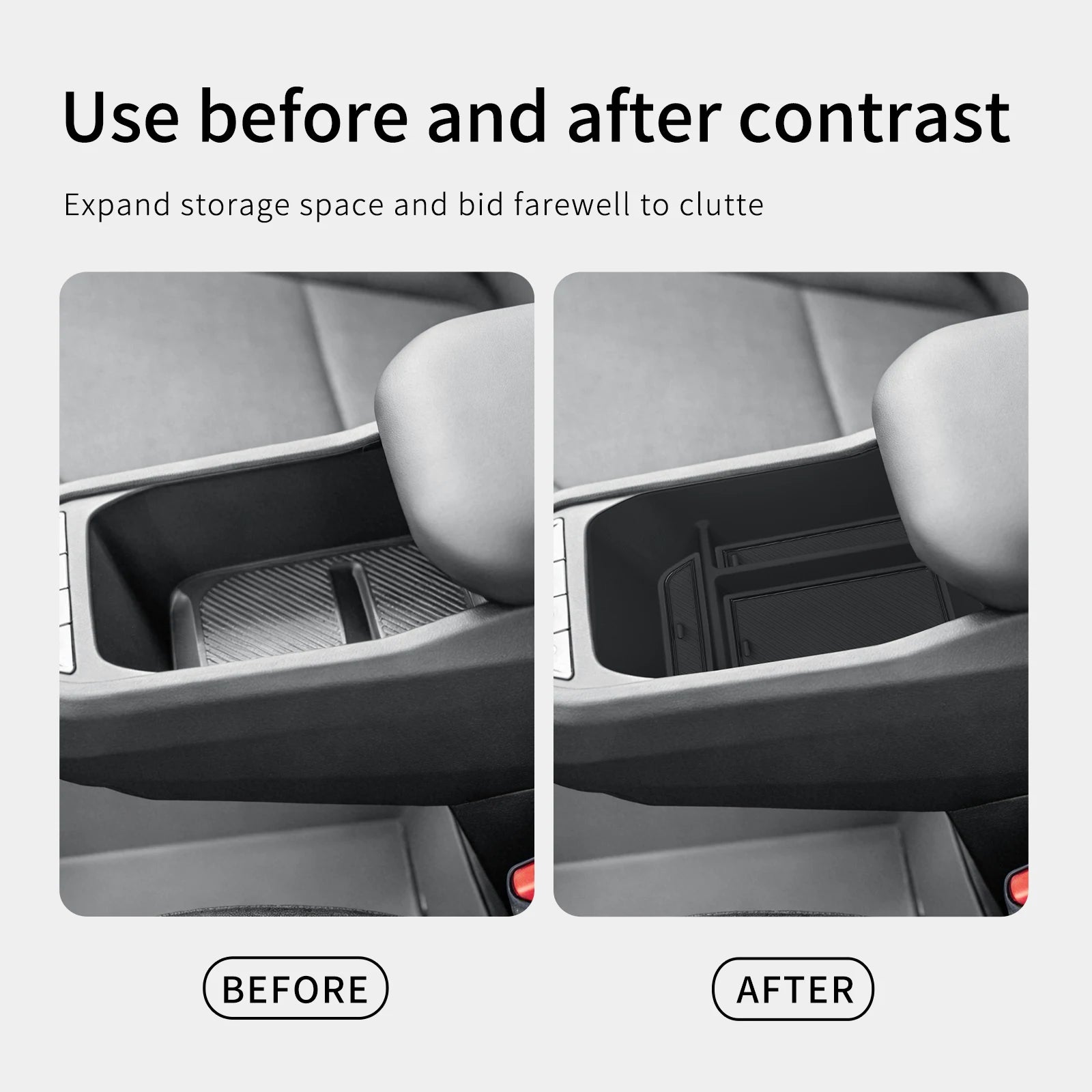 LUCKEASY for Kia EV3 2024-2026 Car Armrest Storage Box ABS Stowing Tidying Center Console Tray Accessories Black