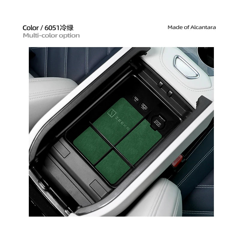 For ZEEKR 001 Center Control Storage Box Storage Box Shelf Armrest Box alcantara suede Interior Car Supplies