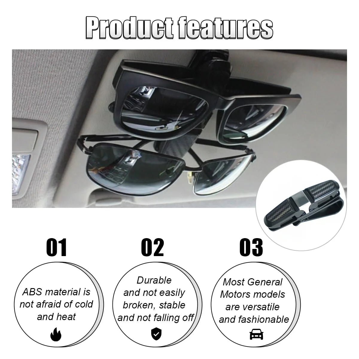 1/2PCS Multi-functional Car Sun Visor Sunglasses Holder, Glasses Clip Card Ticket Eyeglasses Storage Car Interior Accessories