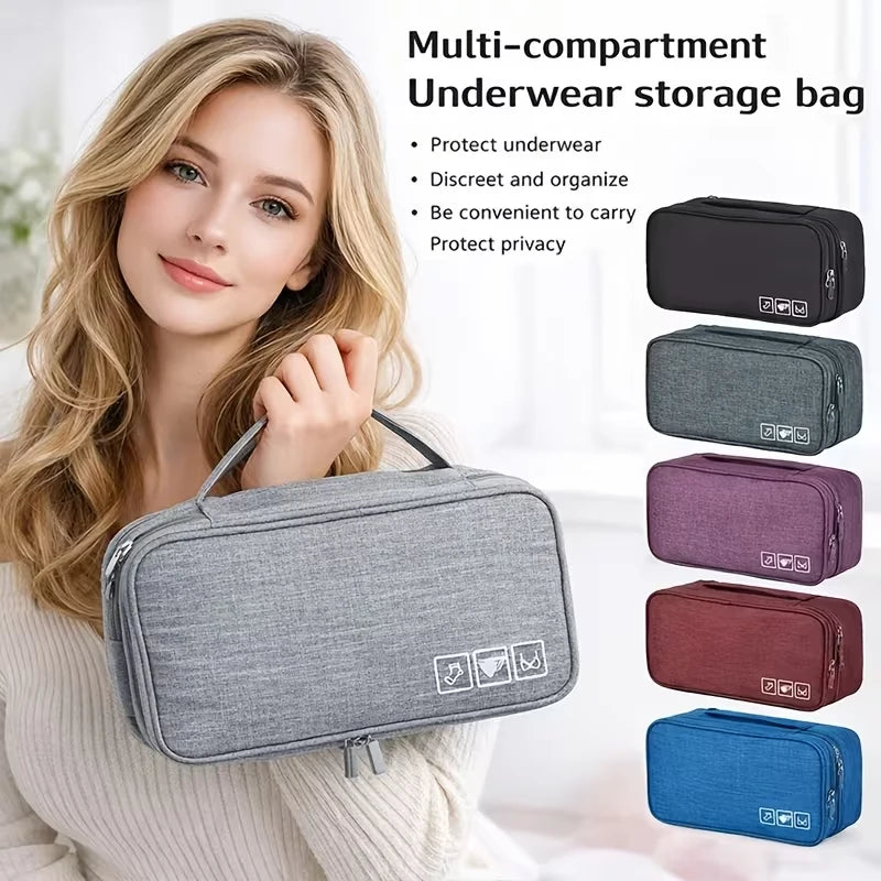 Portable Travel Underwear Organizer – Foldable – Zippered Storage Bag for Bras, Socks,and Underwear – Compact Suitcase Organizer