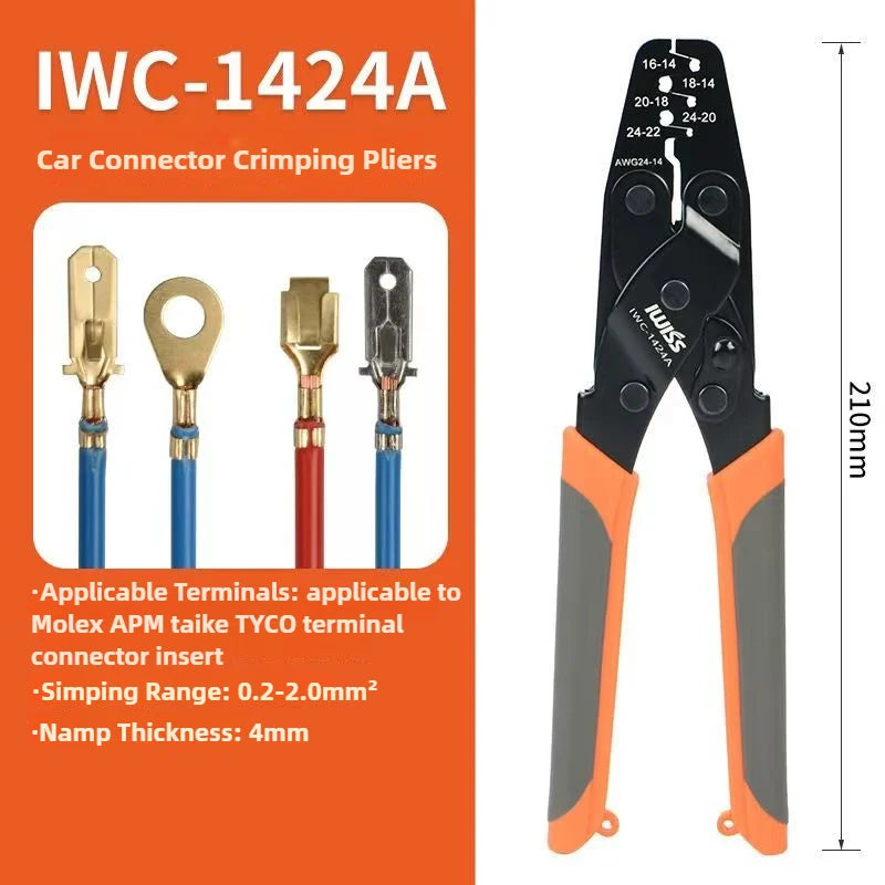 IWISS Non Insulated Open Barrel Terminal Crimp Tool Wire Crimper IWS-1424B IWC-1424A IWC-1424B Orange
