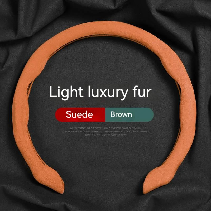 Hot Sale Car Steering Wheel Cover Suede Sweat-Absorbing Anti-Slip Ultra-Thin Handlebar Cover All-Season Universal Plush Half Set