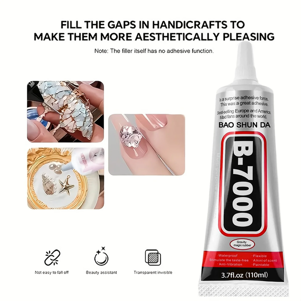 B7000 Jewelry Glue Clear Rhinestone,  Craft Adhesive Glue with Precision Tip Multi Function Fabric Glue for Charms Nail Art Bead