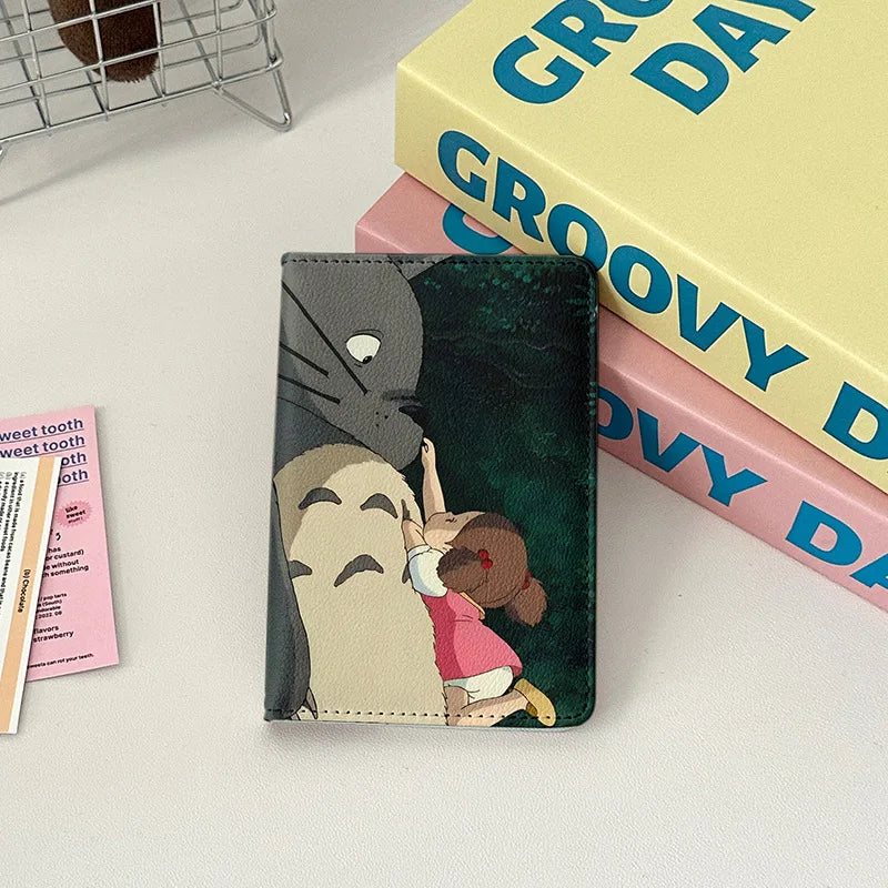 New Japanese Anime Cartoon Passport Holder Cover Women Men Travel Essentials Passport Wallet Air Ticket Credit Card Holder Case