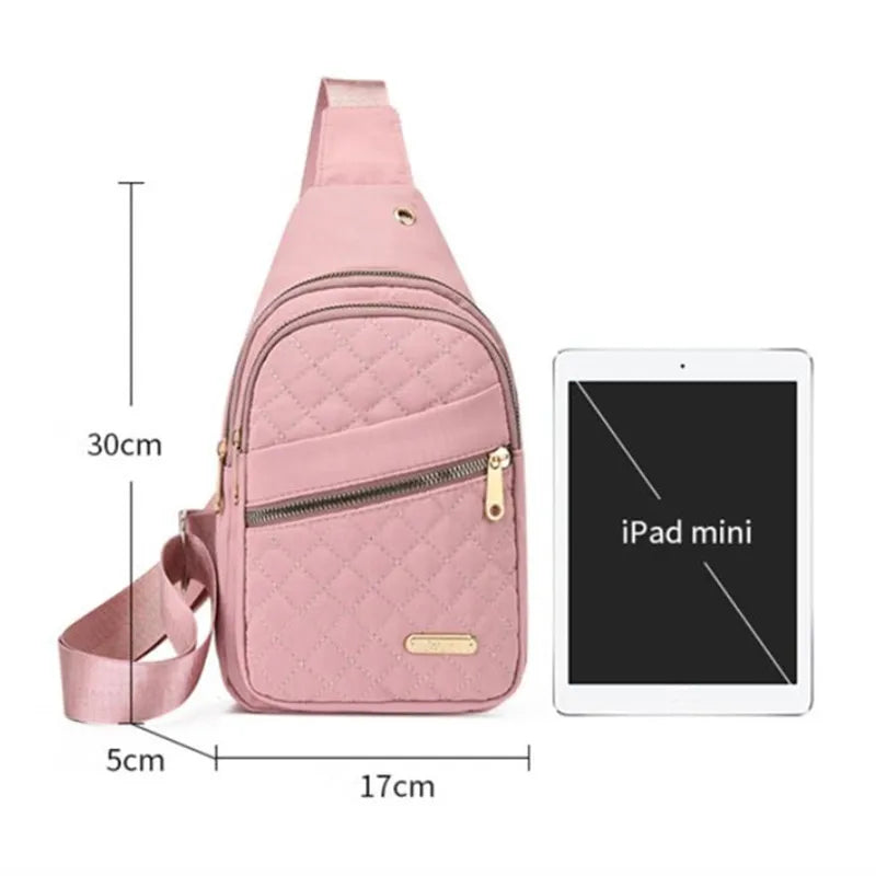 Solid Color Quilted Fanny Pack Casual Large Capacity Zipper Chest Belt Bum Bag Adjustable Sling Bag for Daily Use Lightweight