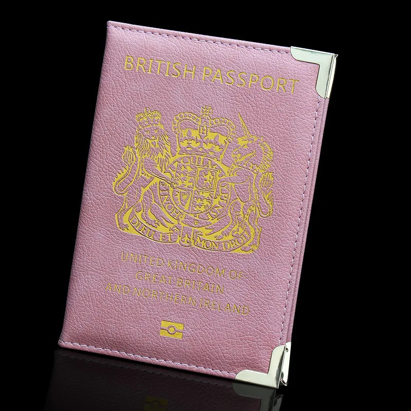 New British Copper Footed Passport Holder Leather Passport Cover Wallets Thin Metal Corner Passport Covers Travel Id Holder