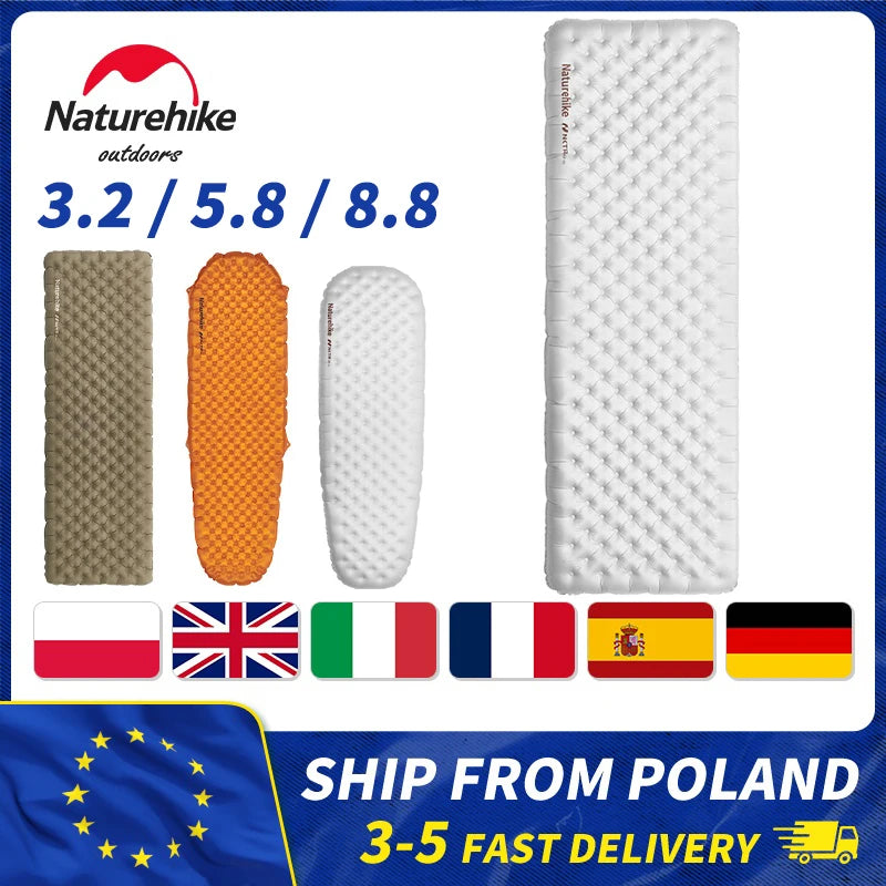 Naturehike Camping Mat 3.5/4.6/5.8/8.8 High R Value Ultralight Warm Inflatable Mattress Outdoor Portable Folding Inflatable Mats