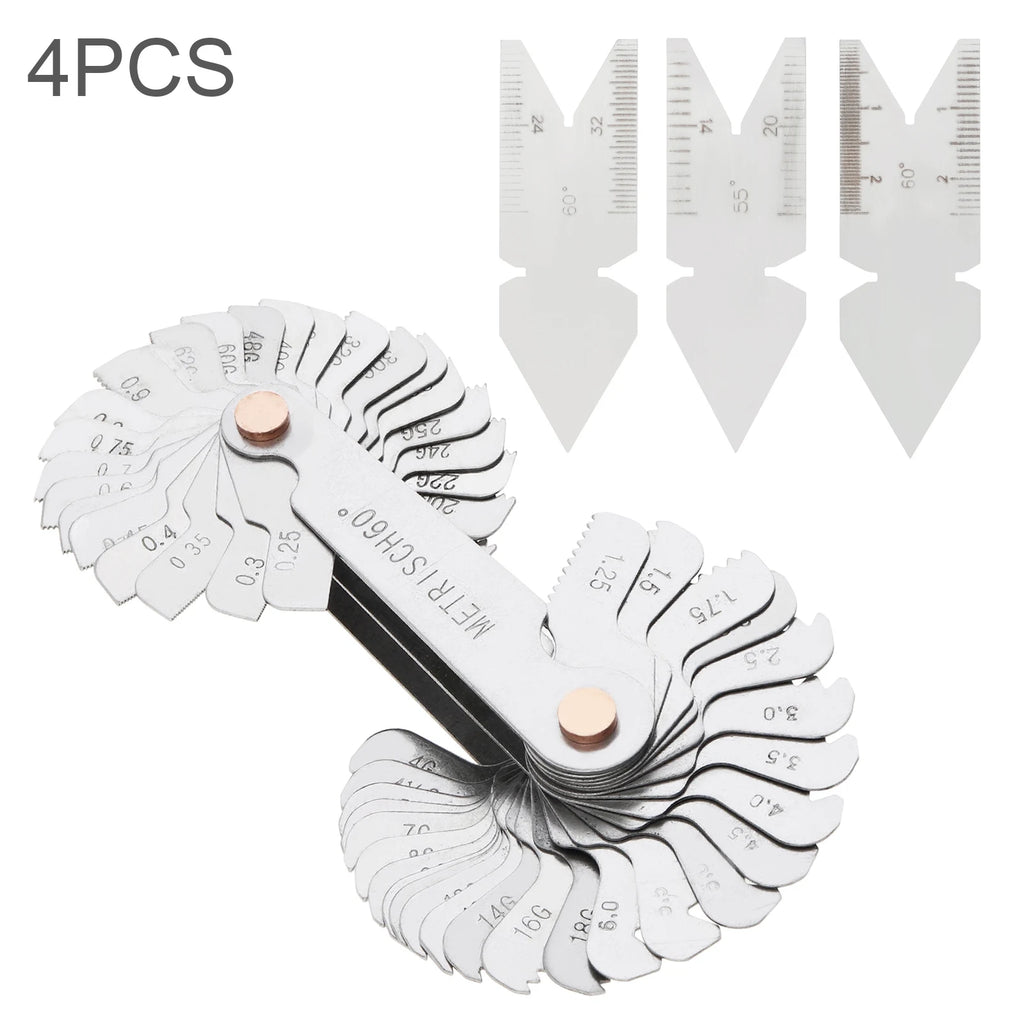 4pcs/set Metric Imperial US Screw Gauge 55 Degree 60 Degree Thread Pitch Gauge for Industrial Measurement