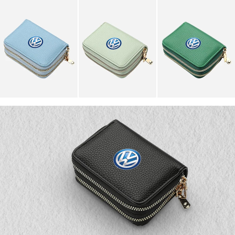 Cup Holders Car Credit Card Wallet Holder Zipper Coin Purse Pocket Accessories For Volkswagen VW Passat Golf Tiguan Scirocco Jet