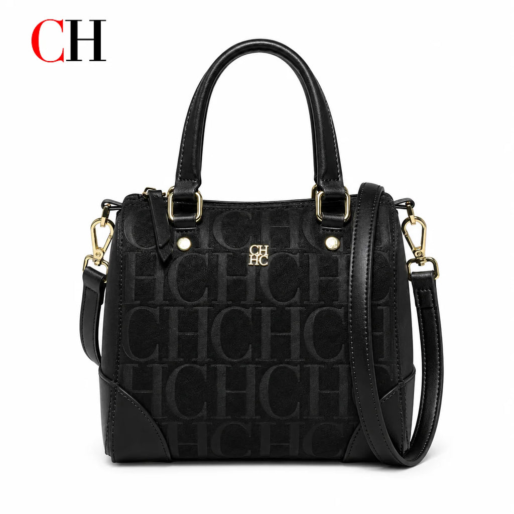 CH Women Top Handle Handbag Embossed Letter Pattern Shoulder Crossbody Bag Elegant Commuter Purse with Adjustable Strap
