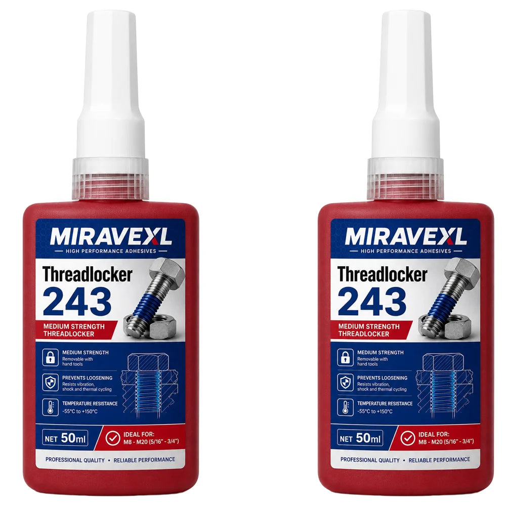 MIRAVEXL Threadlocker 243 Medium Strength Screw Glue Anaerobic Adhesive for Bolts NutsThreads Removable Anti Loose 10ml 50mlKit