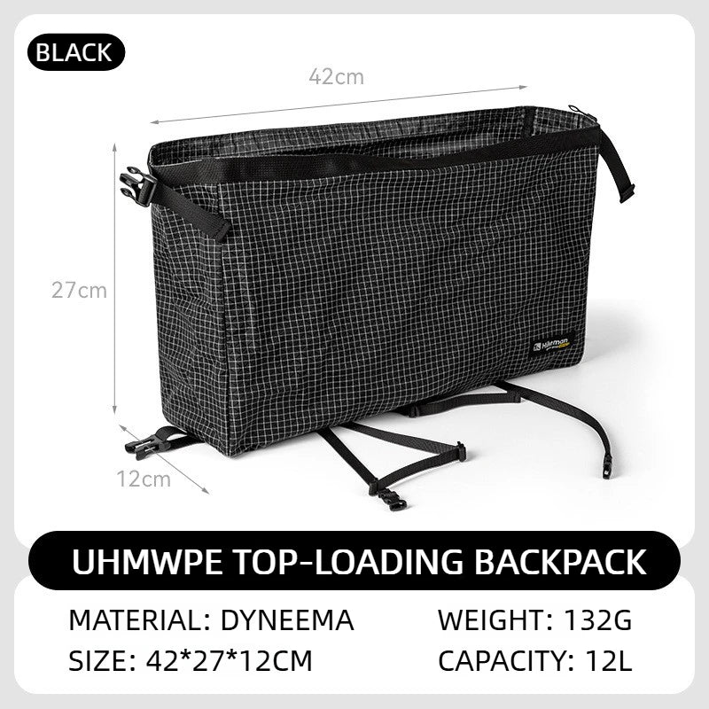 Hikeman 12L Backpack Top-Lid Outdoor Hiking Accessory Pouch Dyneema Waterproof Bag Expandable Backpack Top Compartment