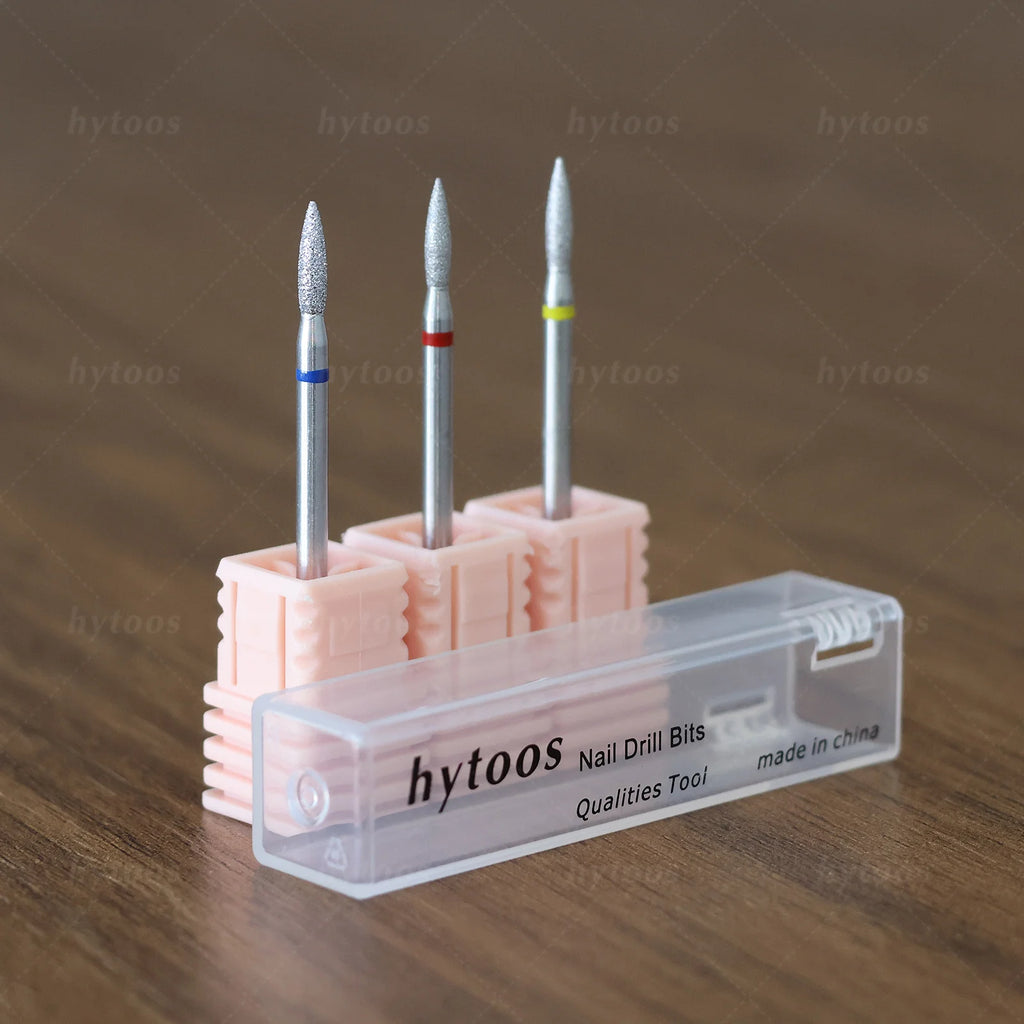 HYTOOS 2mm Flame Chrome Diamond Nail Drill Bits Pro Russian Cuticle Bit for Nail Drill Dead Skin Cuticle Cleaner Nails PrepTools