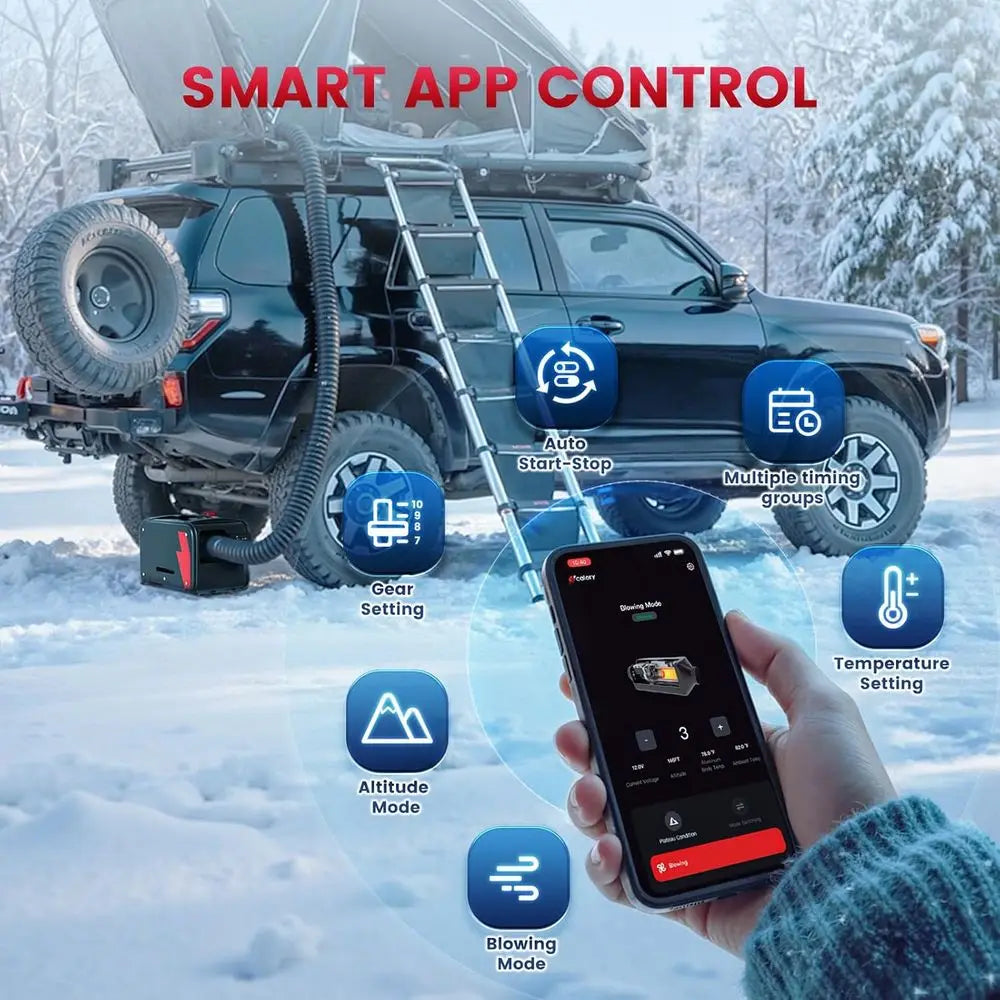 HBH1S 8KW Portable Diesel Air Heater App Control 10 Temperature Modes 18% Higher Burning Efficiency Auto Start Stop 110V AC For Car RV Campers 2025 Upgrade