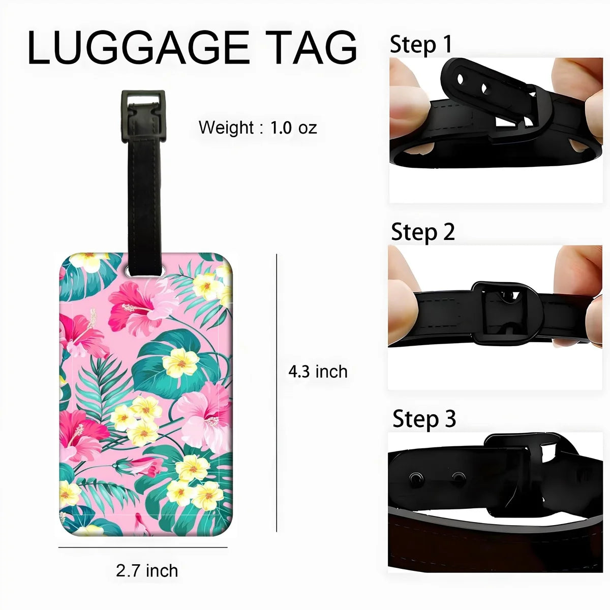 Flowers and Plants Baggage Tag Feather Suitcase Backpack Anti-Lost Listing ID Card Holder Fashion Luggage Accessories Gifts