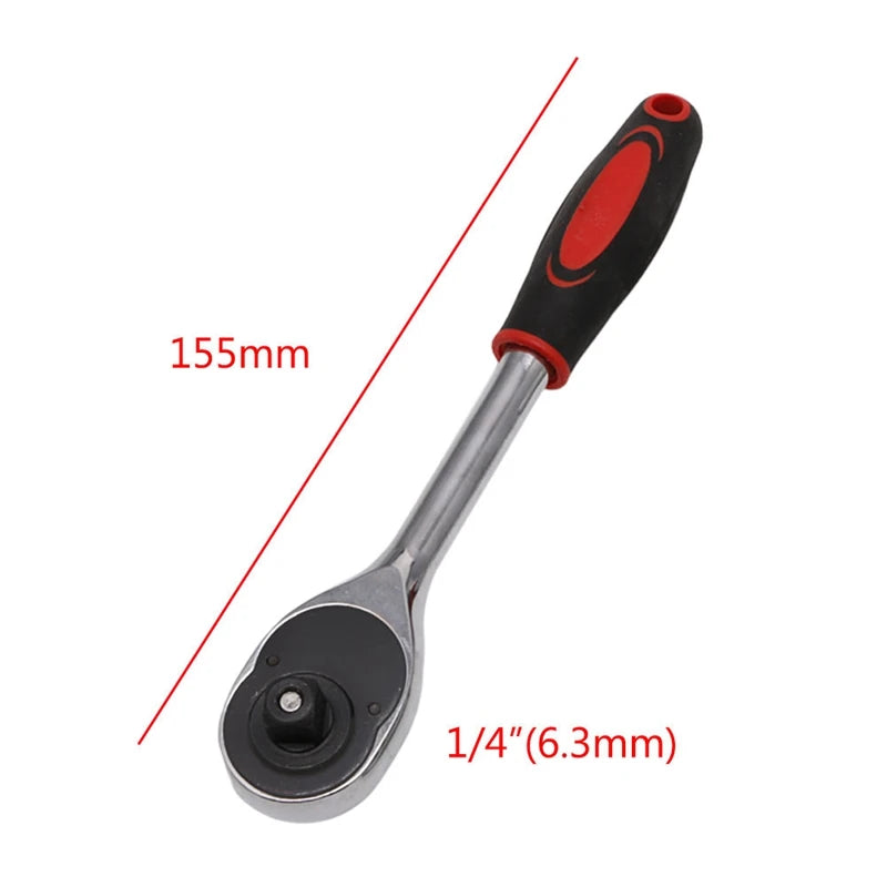 24 Teeth 1/4" Drive Quick Release Ratchet Socket Wrench Hand Repairing Tool with 8 pcs 5-12mm Socket Wrench
