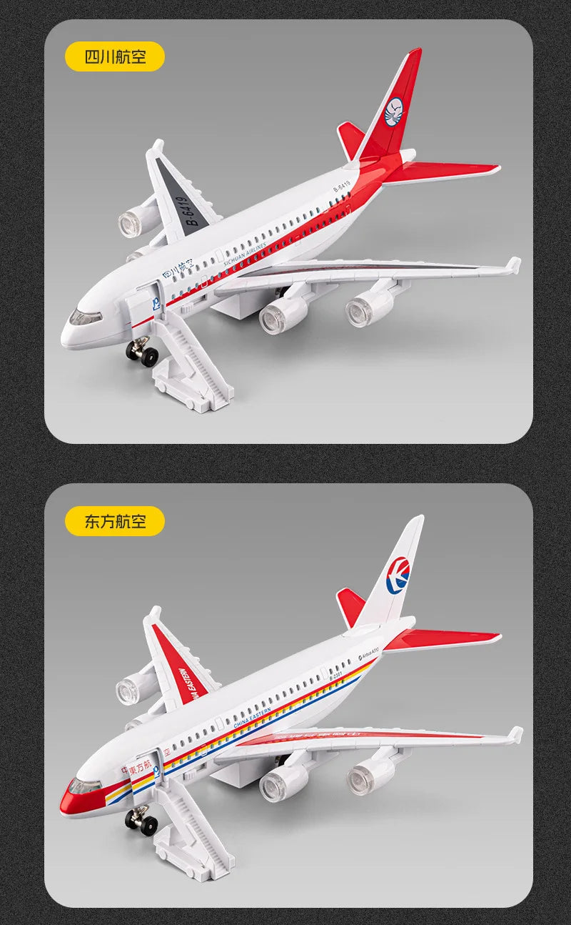 1pc China Eastern A380 Airplane Model Toy Metal Doors Opened Music Light Pull Back Wheels Aircraft Collection Gifts Ornaments