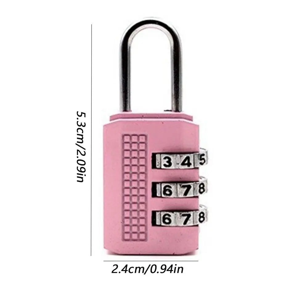 Multifunctional Mini Number Lock Durable Solid Color Password Lock Anti-theft 3 Digit Alloy Padlock Handbag