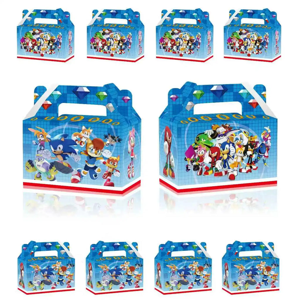 Sonic Birthday Party Supplies Hedgehog Action Figure Disposable Tableware Paper Plates Cup Knife Fork Spoon Baby Bath Toys