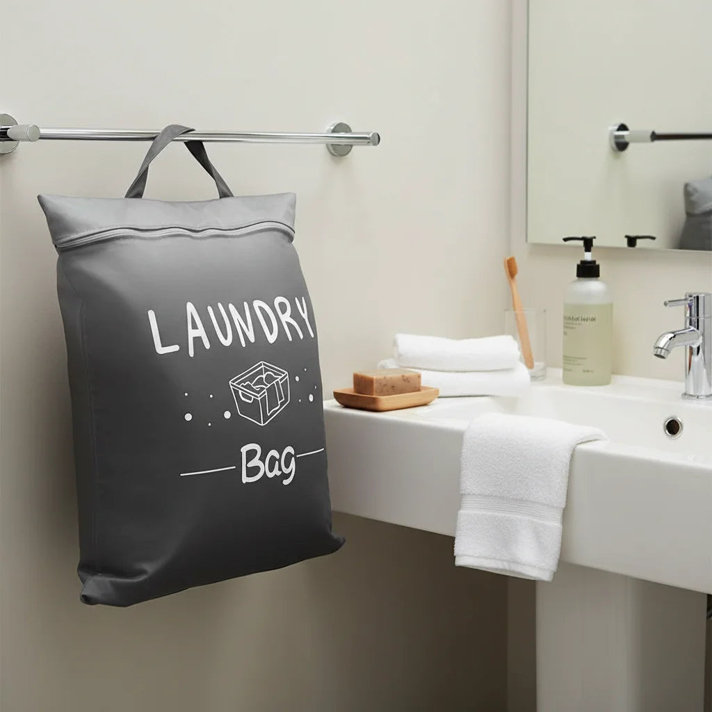 Waterproof Oxford Laundry Bag For Travel Portable Dirty Clothes Storage Pouch Washable Organizer Bag With Handle & Zipper