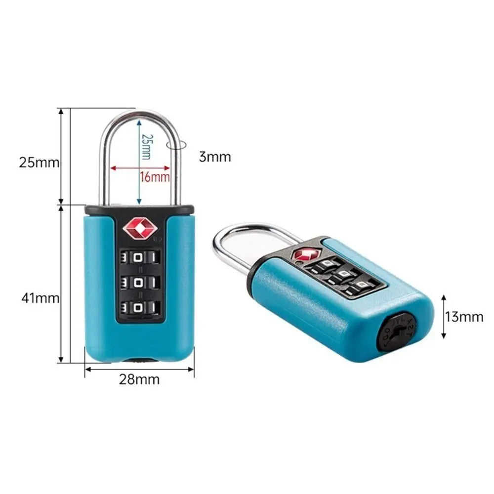 Durable TSA 3 Digit Combination Lock Anti-theft Security Customs Password Lock Contrast Color Padlock Travel Luggage Code Lock