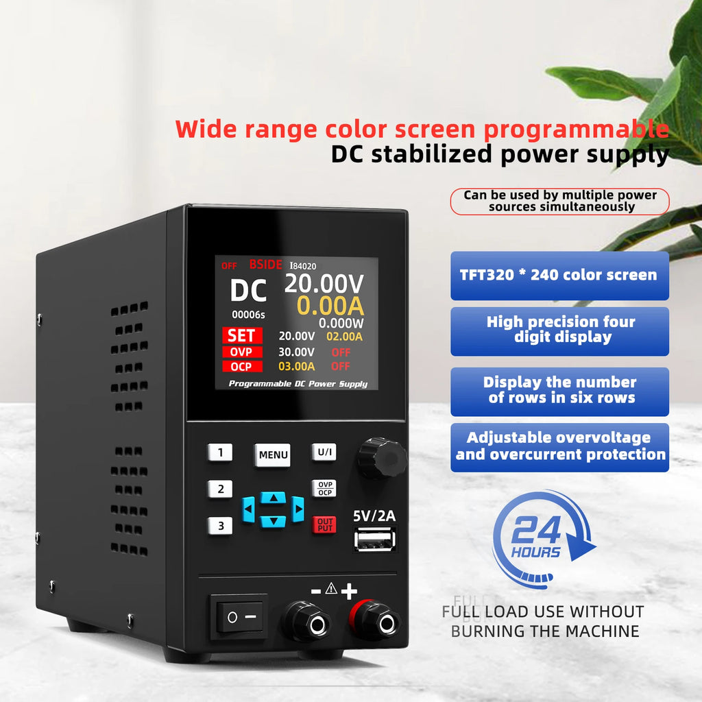BSIDE I8 40V 20A DC Power Supply Variable, Programmable with Encoder Knob, Adjustable Switching Regulated Bench Power Supply