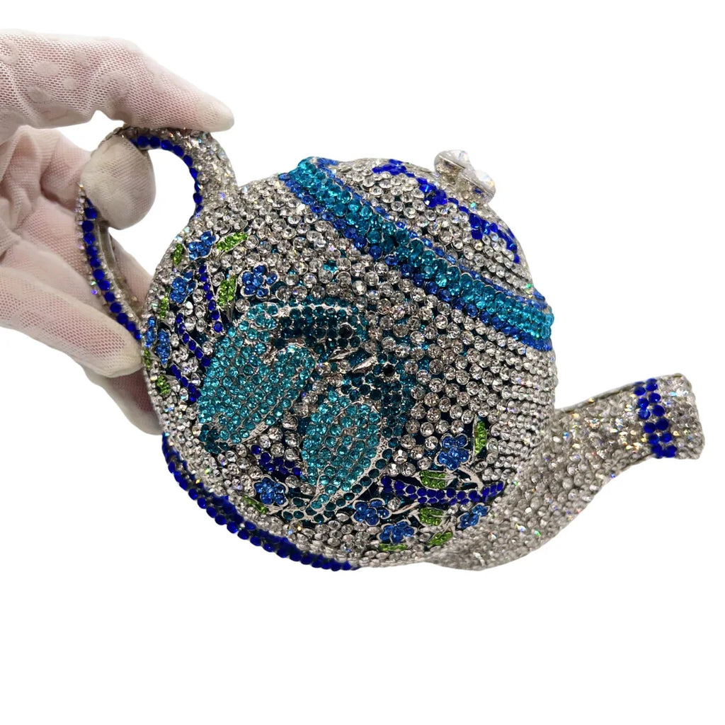 Teapot Women Rhinestone Evening Bag Classical Party Crystal Clutches Christmas Gift Bags Luxury Handbag Wedding Bridal Purse