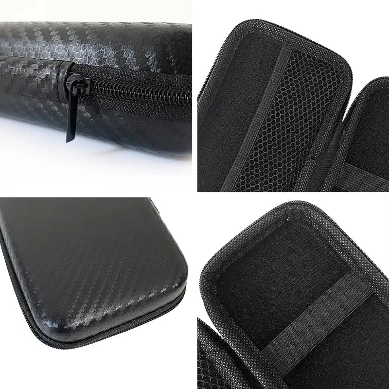 1pcs Car'S Repair Kit Money Box With Zipper Carbon Fiber Pattern Headset Terminal Disassembly Storage Bag Various Size Data Line