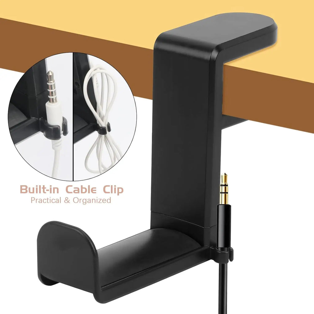 Pc Gaming Headphone Stand Headset Hook Holder, Hanger Mount with Adjustable 360 °   Rotating Arm Clamp, Desk Mount Universal Bag