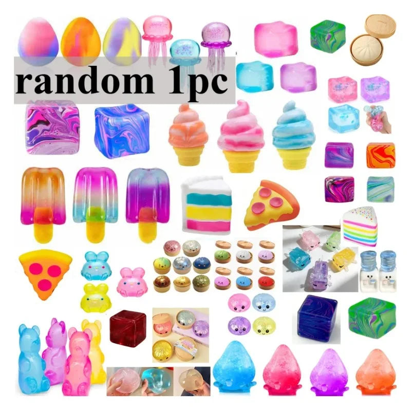 200+ Pieces Assorted Squishy Figures Blind Box Surprise Toy Slow Rising Soft Fidget Toys Featuring Moai Head Panda Rabbit Stress