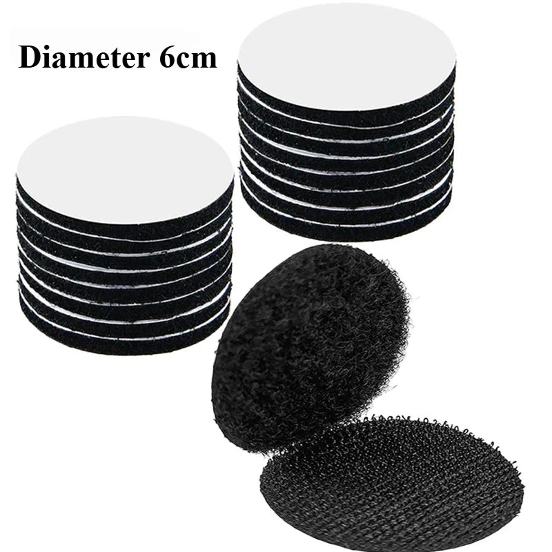 10/20pairs 6cm Round Black Self Adhesive Hook and Loop Dots Sticky Glue Coins Tape Loop Fastener For Home Classroom Office