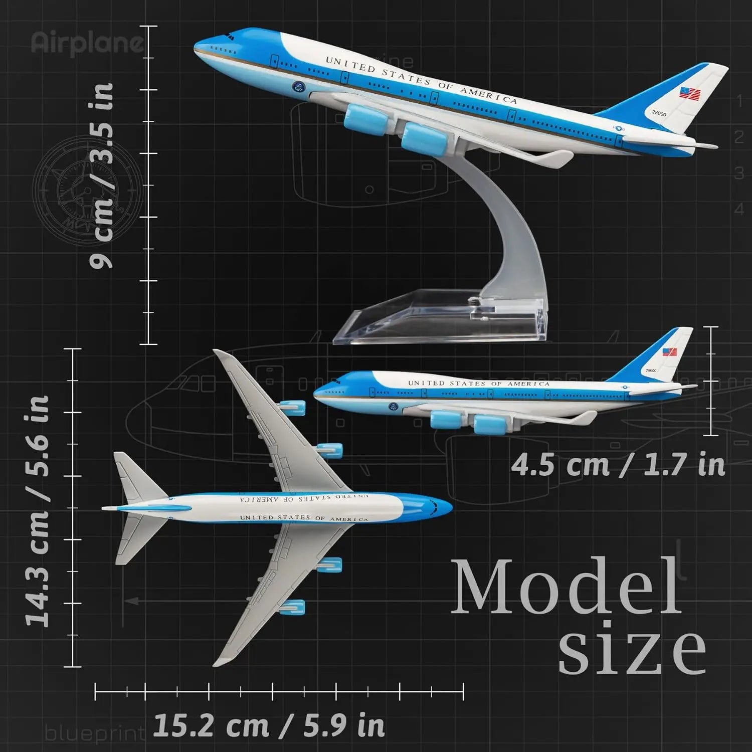 1:400 16cm The Air Force One 747Alloy Metal Model Aircraft Birthday Gift Plane Models Chiristmas Gift