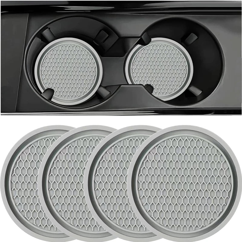 4PCS/Set Universal Anti-Slip Silicone Car Cup Holder Inserts Black Mat Coaster Universal Fit for Most Cars Car Accessories