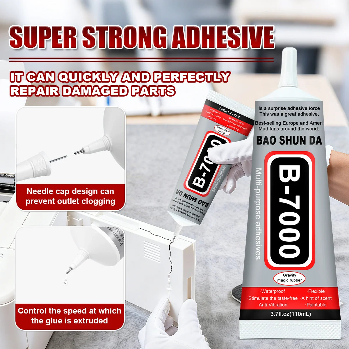 15ML 50ML 110ML B-7000 Clear Contact Phone Repair Adhesive Universal Glass Plastic Glass Metal Ceramic DIY Glue,B7000 Transparent Glue,B-7000 Multi-Purpose Adhesive,With Precision Applicator