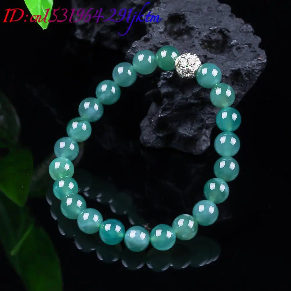 Natural Burmese Jadeite Bead Bracelet Bangle Accessories Carved Gemstone Jewelry Real Jade Amulet Designer Gifts for Women
