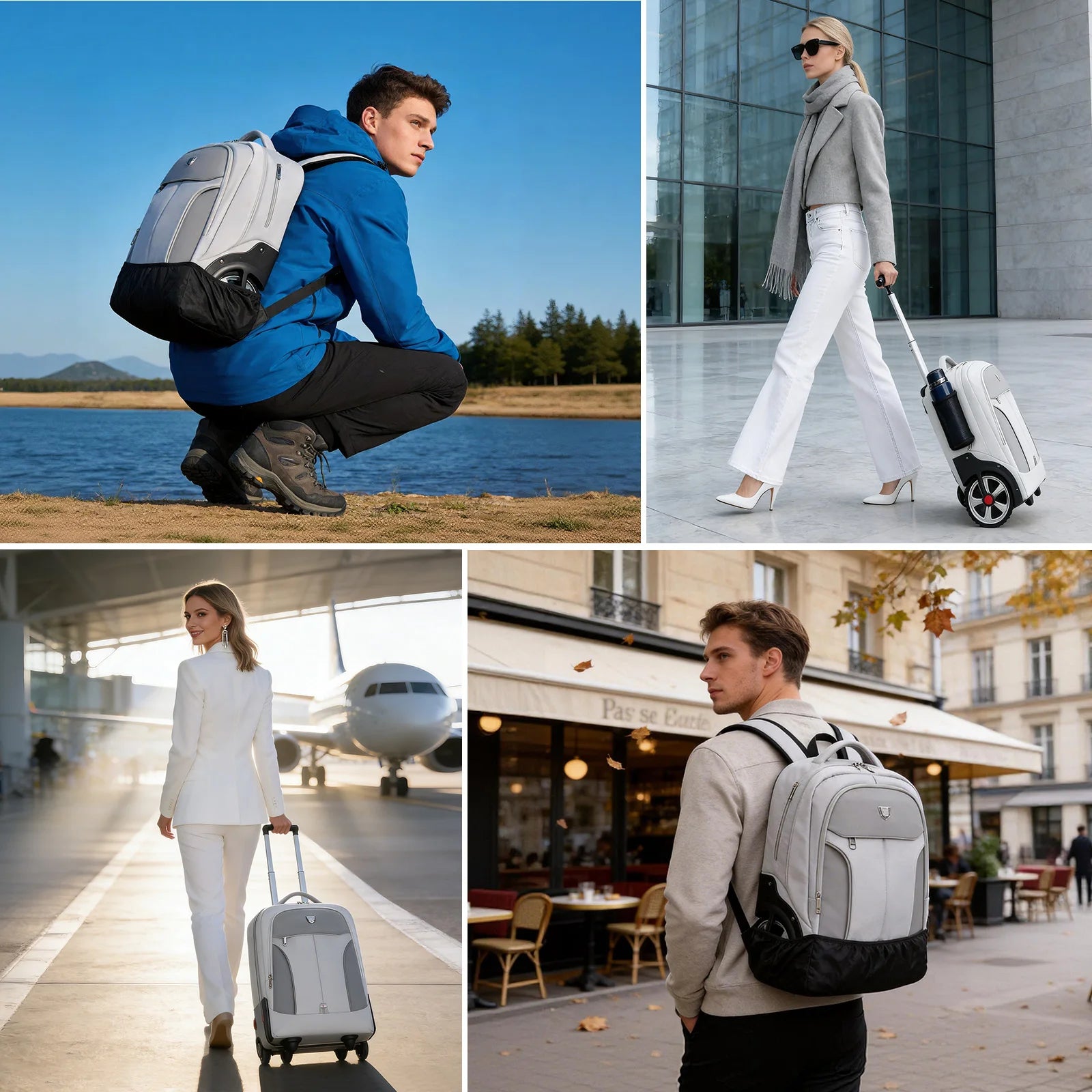 Rolling Luggage Backpack With Wheels Travel Suitcases Trolley Bags Multifinonal Laptop Carry on Backpack for Business Travel