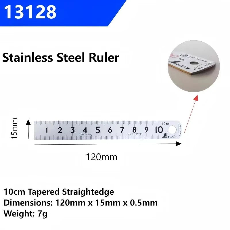 SHINWA 13131 13134 JIS Industrial-Grade High-Precision Straightedge Ruler Etched Stainless Steel Curved Ends Measuring Tool