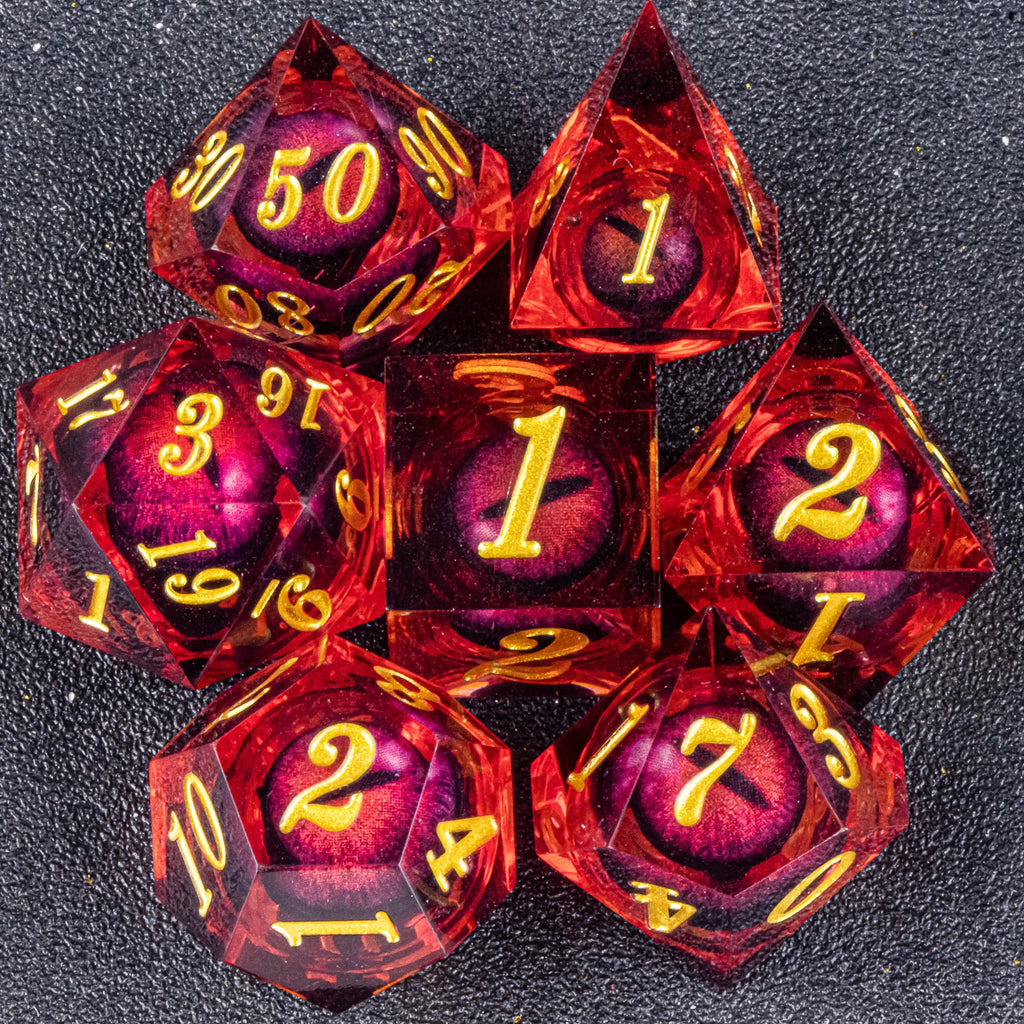 Handmade D&D Polyhedral Dice Set for Dungeons and Dragons, D and D Dice, Sharp Edged Resin D&D Dice Set Gifts, D20 Dice