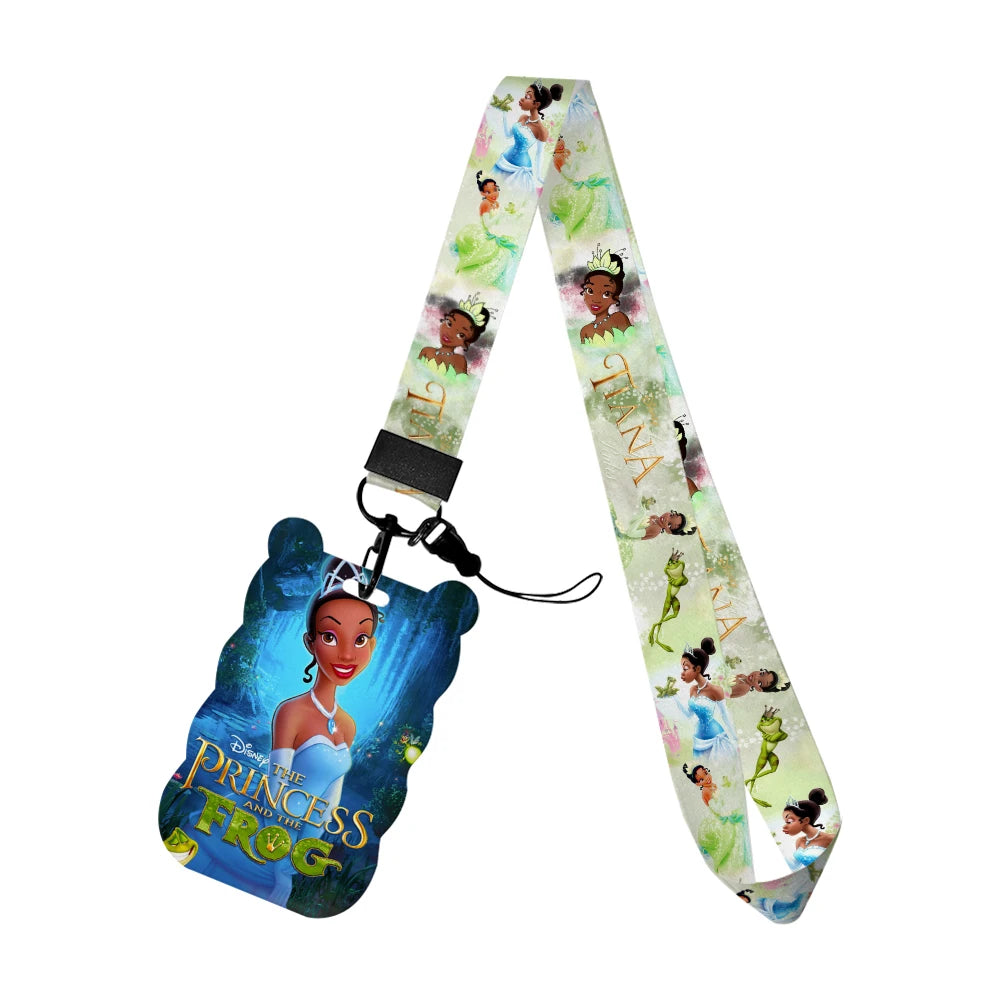 Disney The Frog and Princess Tiana Card Holders Lanyards Girls Door Card Case Hanging Rope Badge Holder Neck Strap Card Holder