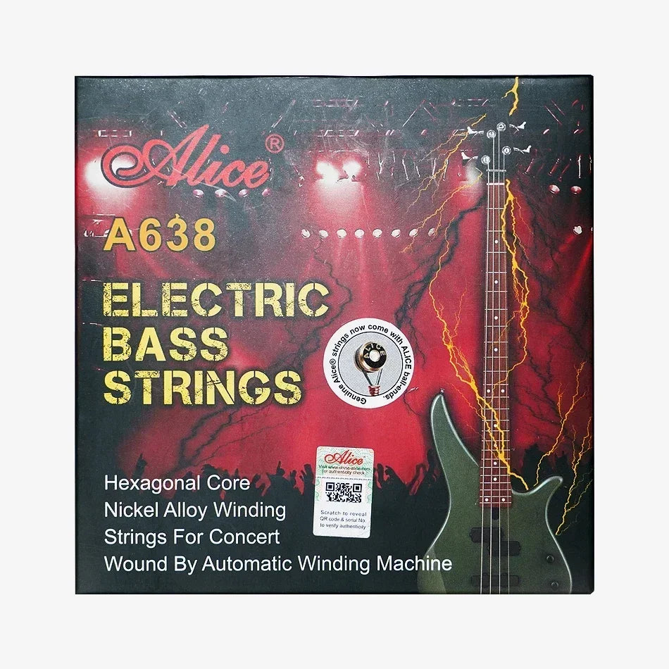 Alice A638 Electric Bass Strings For 4-Strings Bass Professional Light Medium Hexagonal Core Nickel Plated Alloy Winding