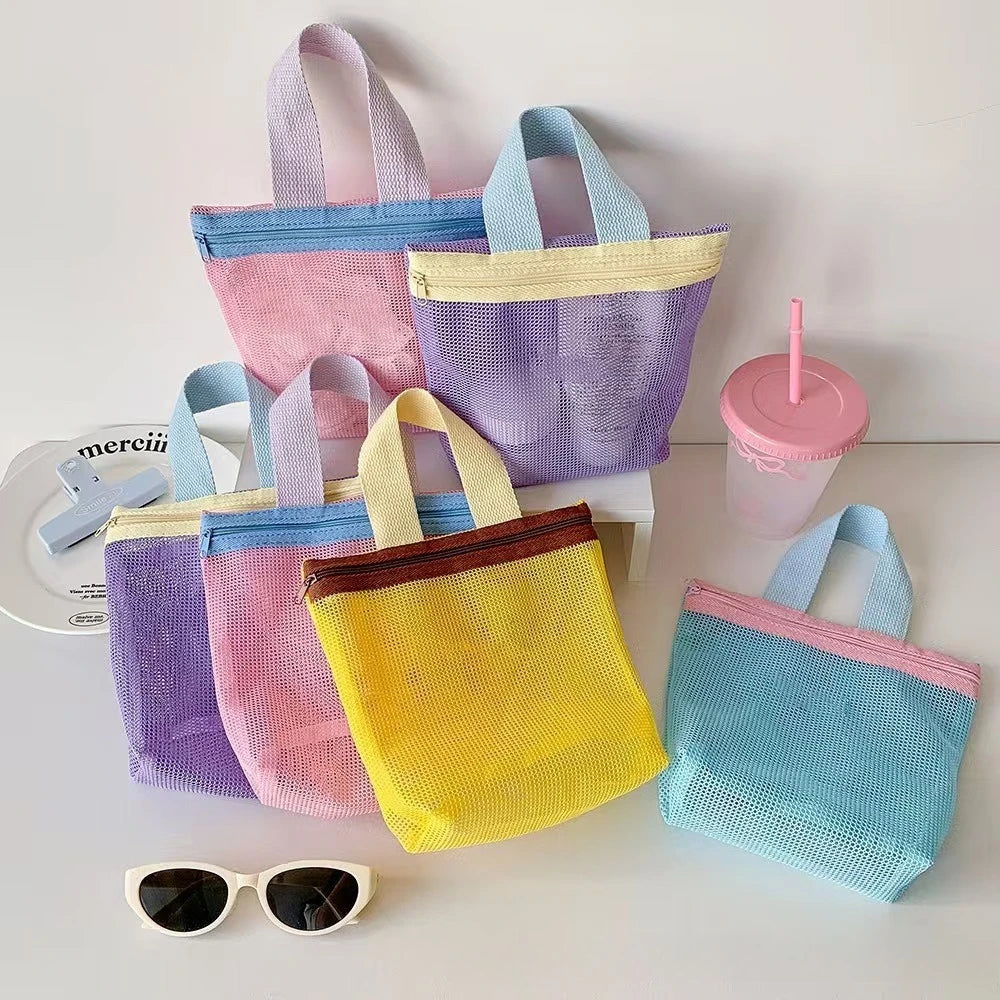 Macaron Color Makeup Organizer Breathable Wet Pack for Women Large Capacity Travel Toiletry Bag Mesh Beach Swimming Pouch